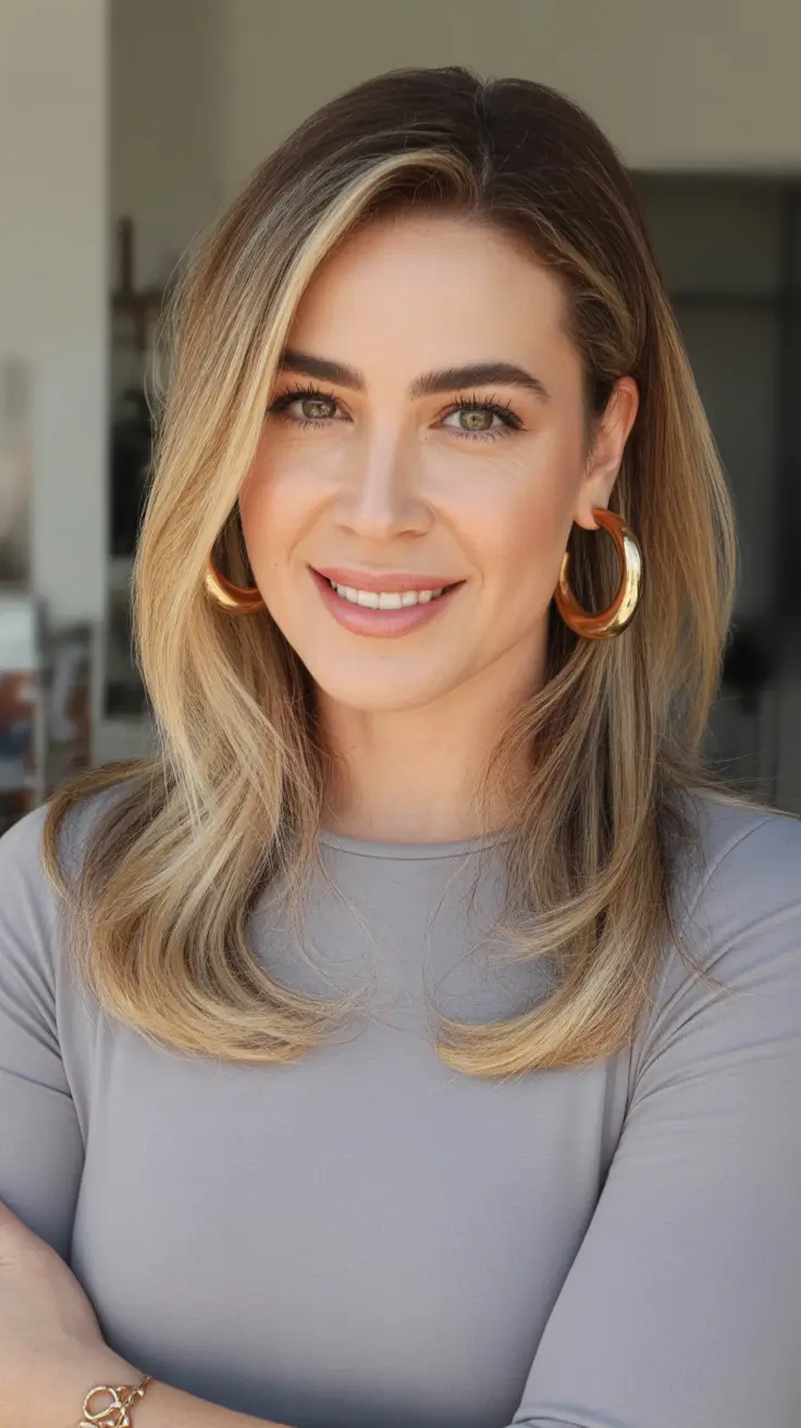 Best haircuts for medium hair 2026 - Warm Dimensional Lob With Smooth Side Part