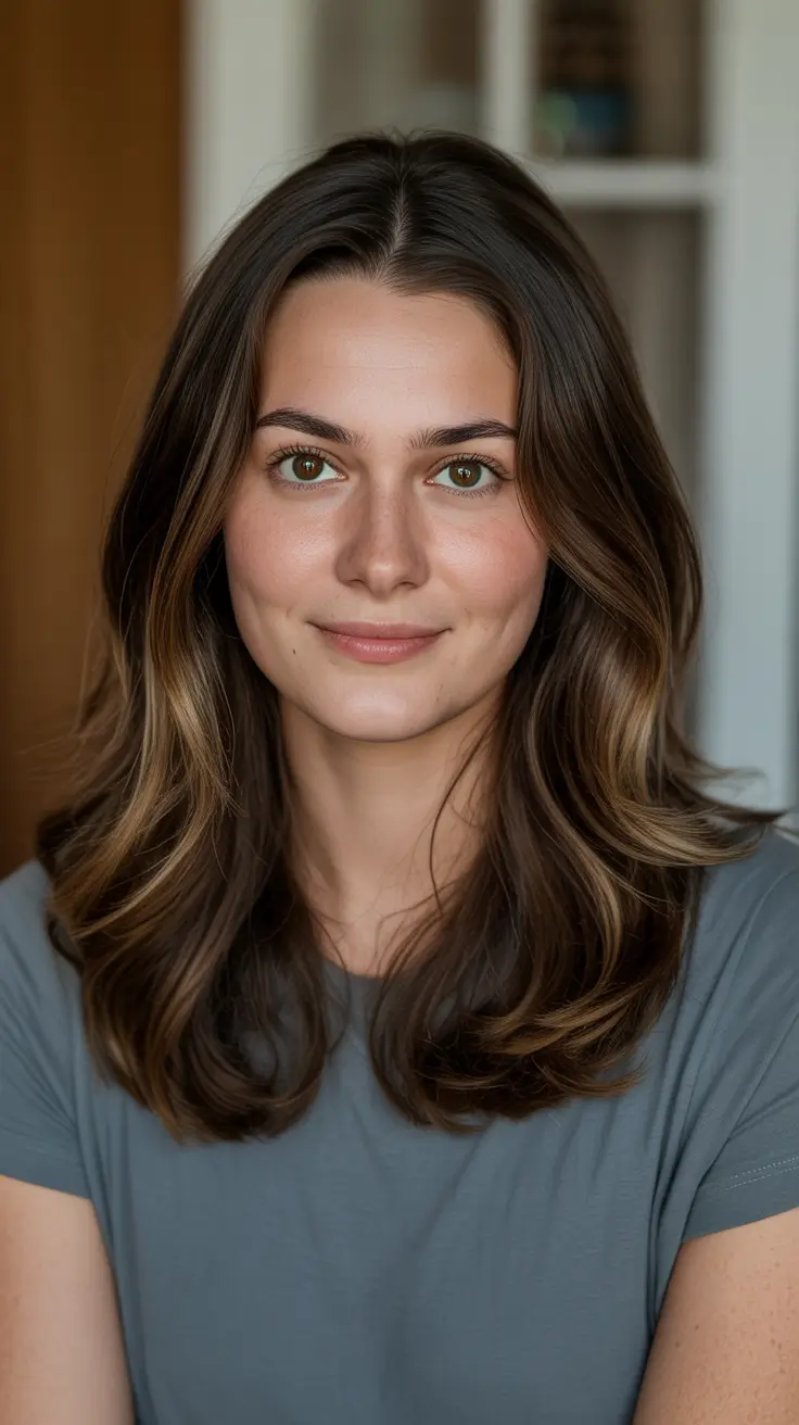 Best haircuts for medium hair 2026 - Glossy Brunette Layers With Soft Face Framing