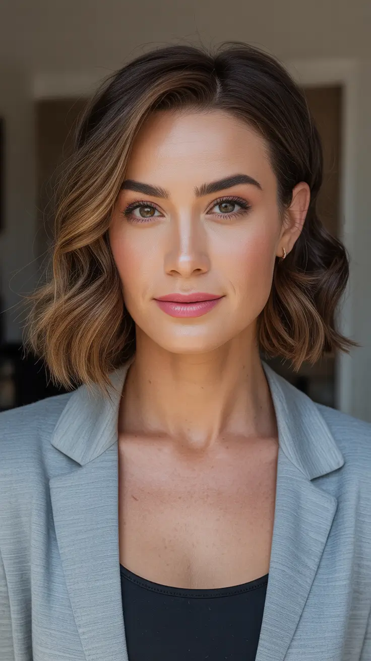 Best haircuts for medium hair 2026 - Wavy Layered Bob With A Sleek Side Part