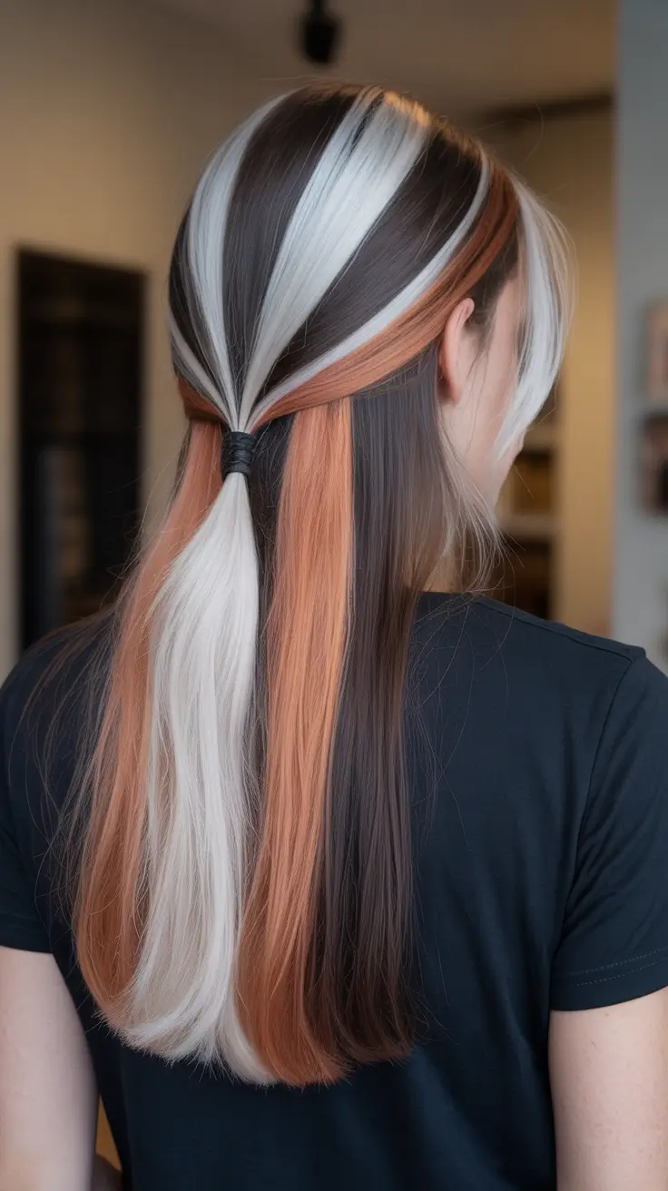 Calico hair color 2026 - Half Up Calico Panels With Copper And Ice Blonde