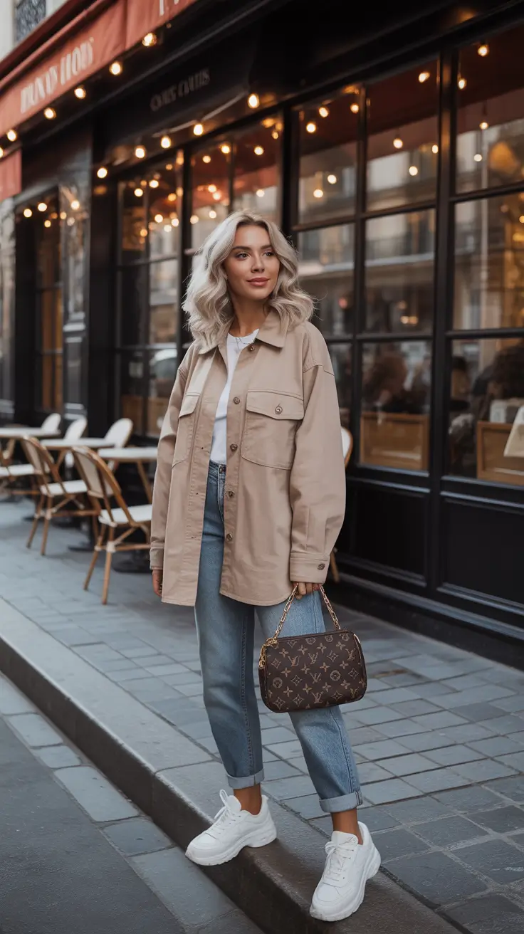 Casual outfits for women over 40 in 2026 - Neutral Utility Layers With Easy Denim