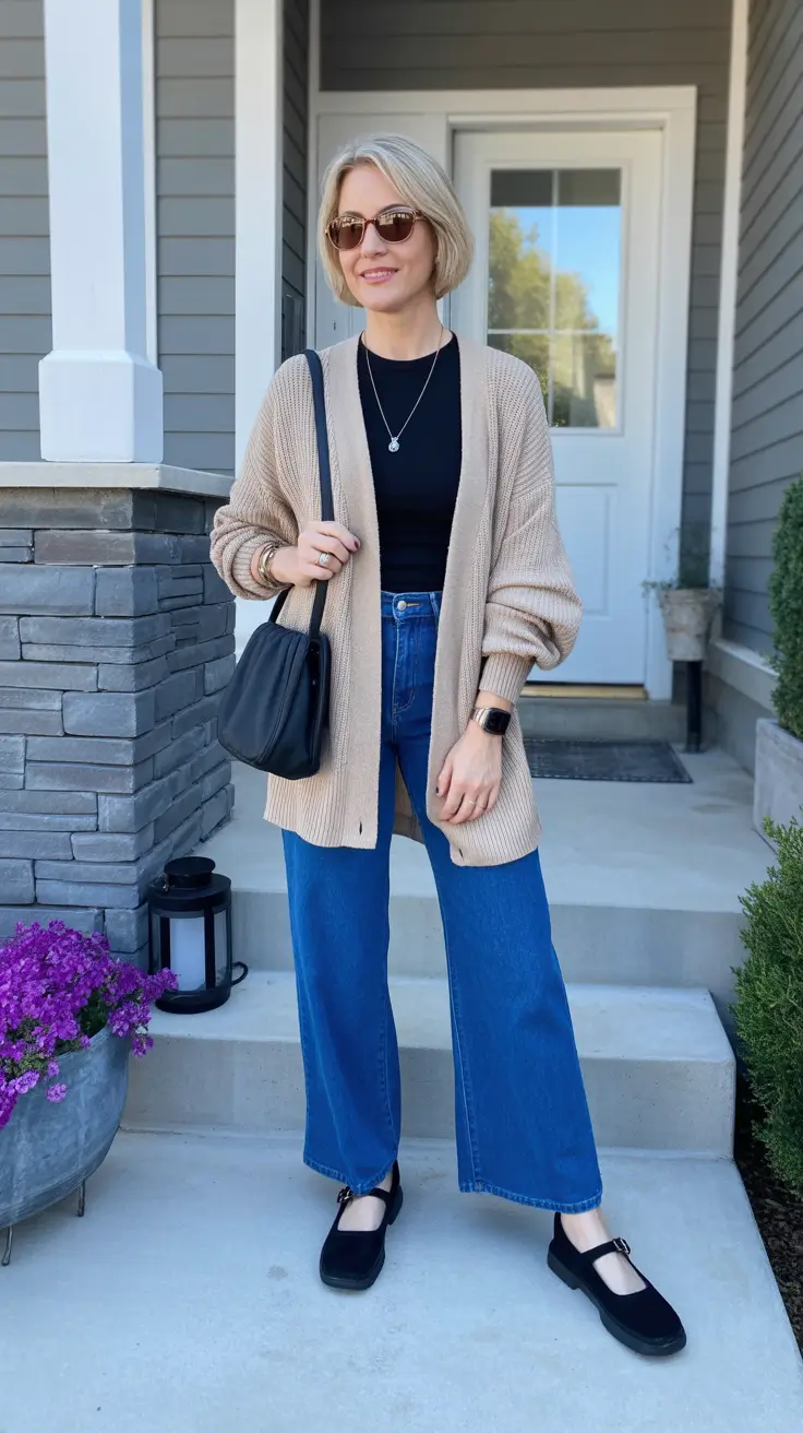 Casual outfits for women over 40 in 2026 - Soft Neutrals And Wide-Leg Denim For Everyday Ease