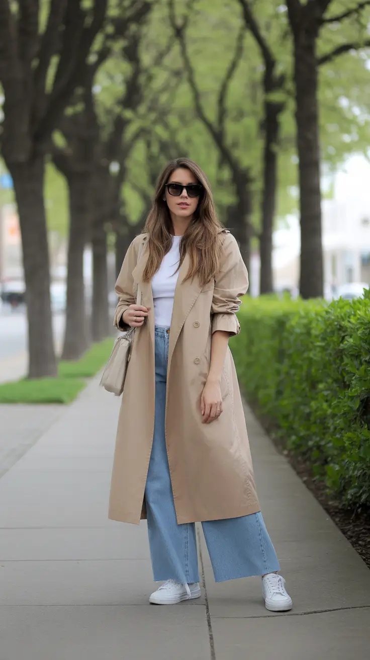 easy casual spring outfits 2026 - Classic Trench And Wide Leg Denim For Clean Girl Spring