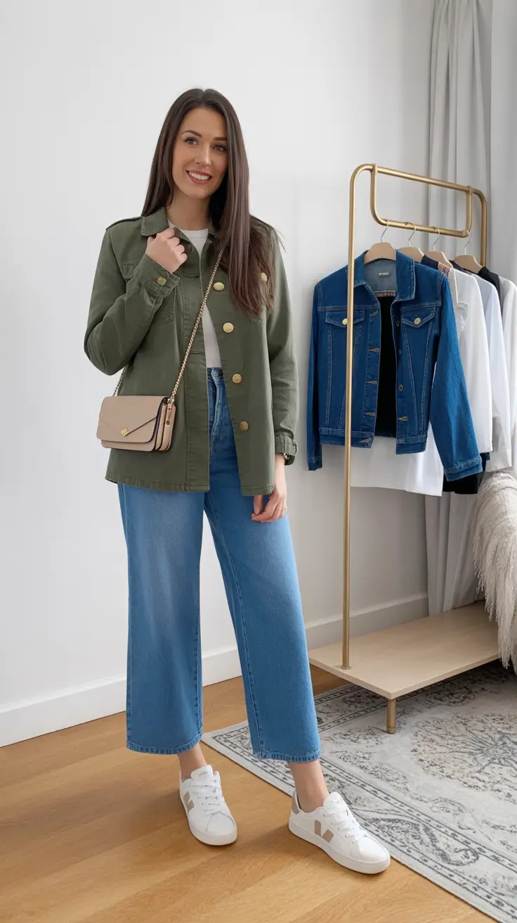 easy casual spring outfits 2026 - Olive Utility Jacket For A Smart Casual Reset