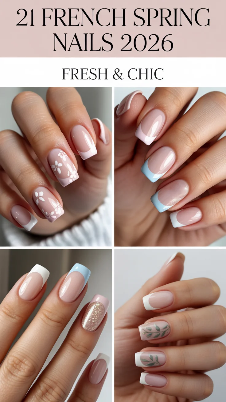 French Spring Nails 2026 - Fresh French Tip Ideas With Flowers And Pastel Colors