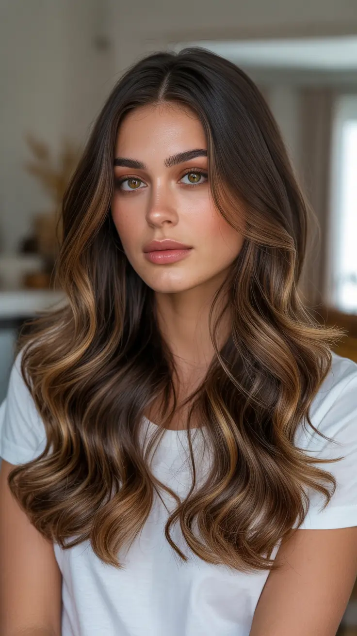 Dark brown hair color 2026 - Golden Brunette Ribbons For Sunlit Summer Hair