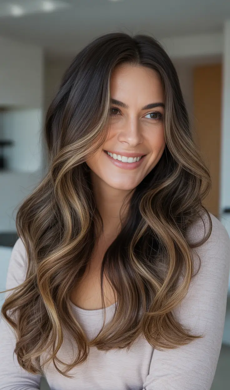 Dark brown hair color 2026 - Warm Chestnut Volume With Soft Face Frame