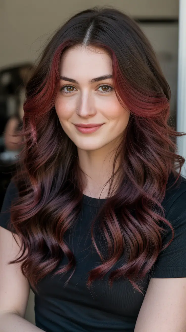 Dark brown hair color 2026 - Cherry Cola Brunette With Red Dimension