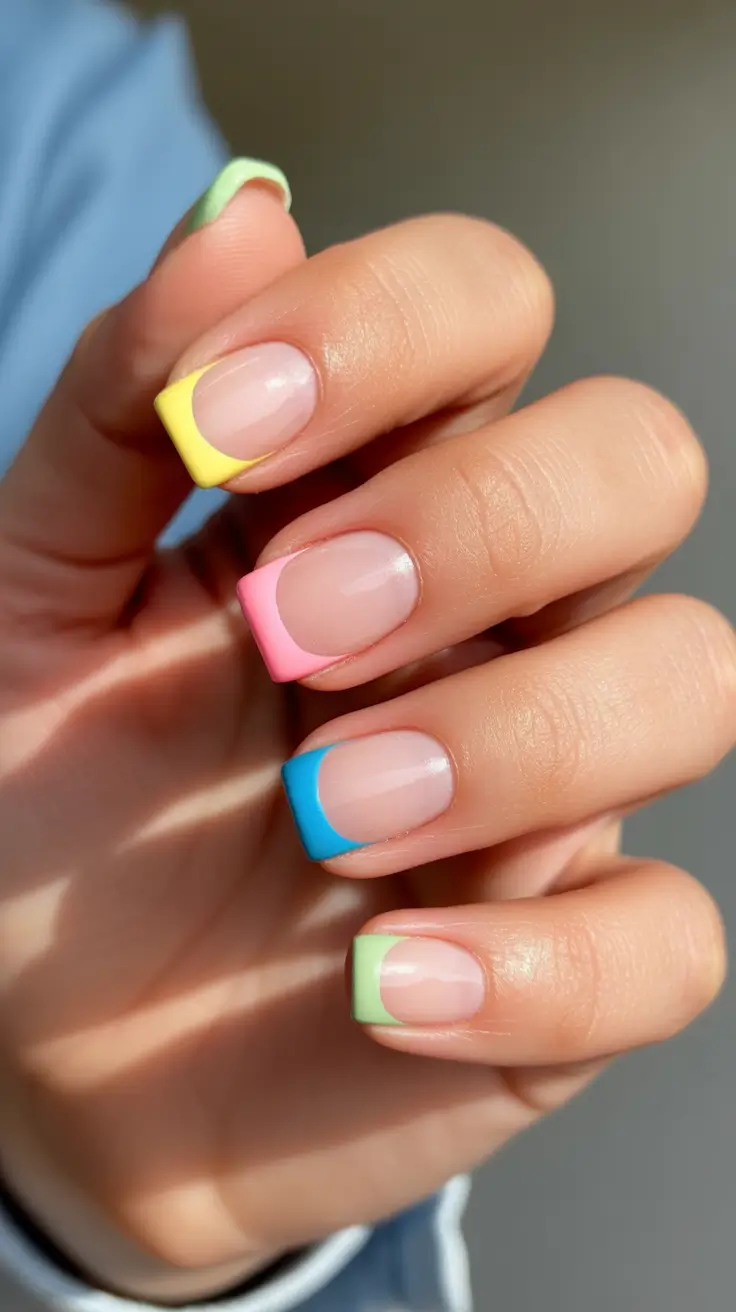 French Spring Nails 2026 Rainbow Pop French Tips For A Fresh Start