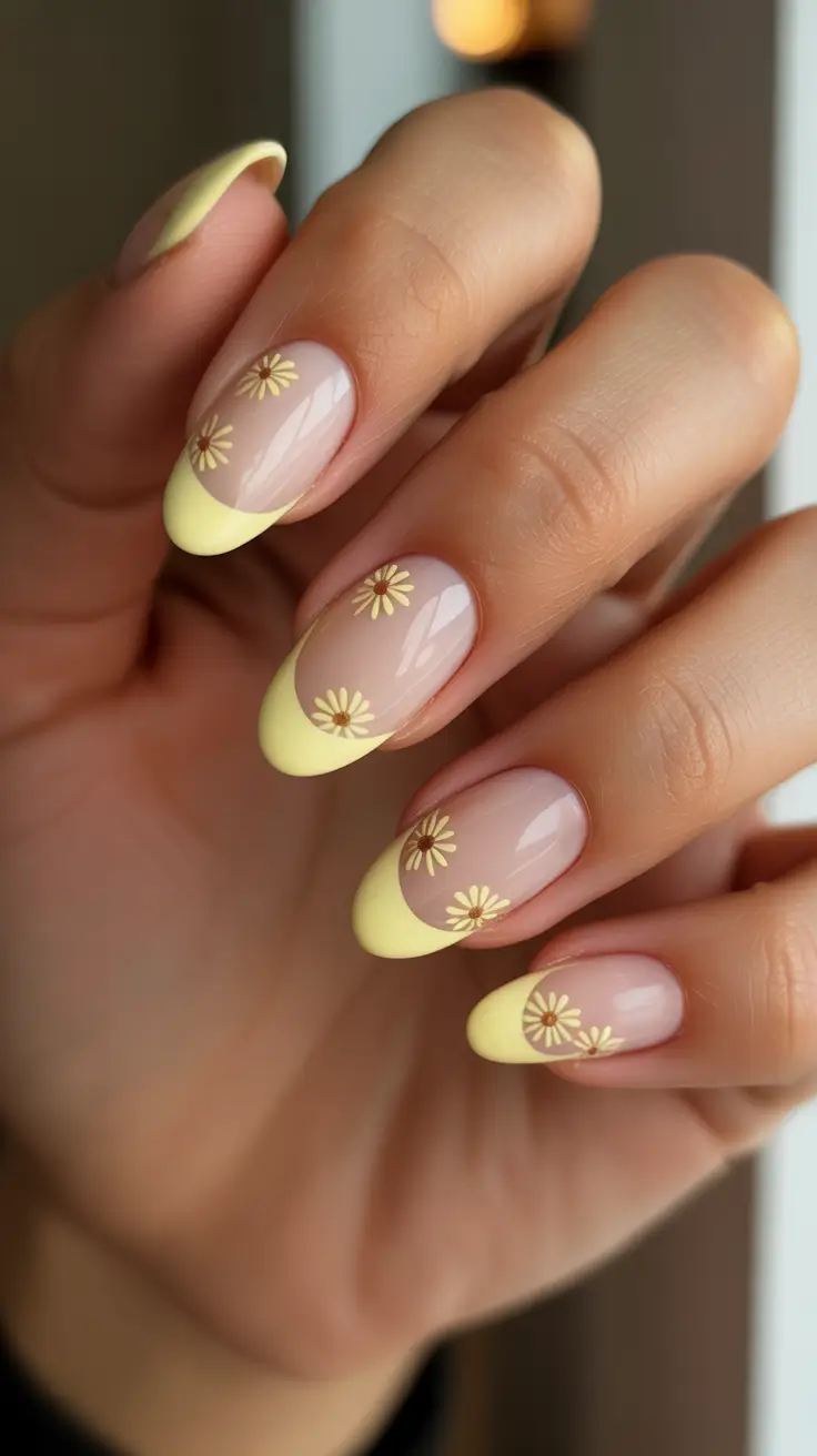 French Spring Nails 2026 + Butter Yellow French Tips With Mini Daisies