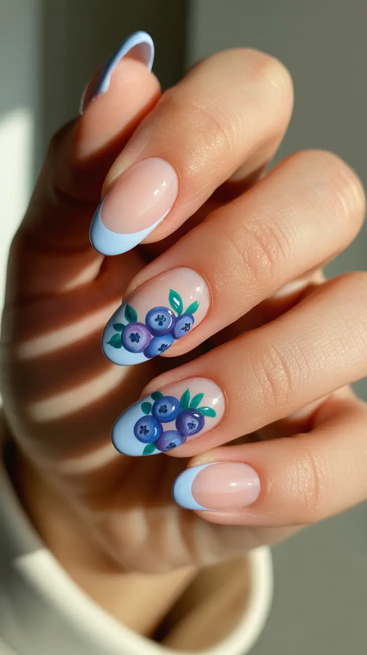 French Spring Nails 2026 + Blueberry French Tips With Juicy Mini Art
