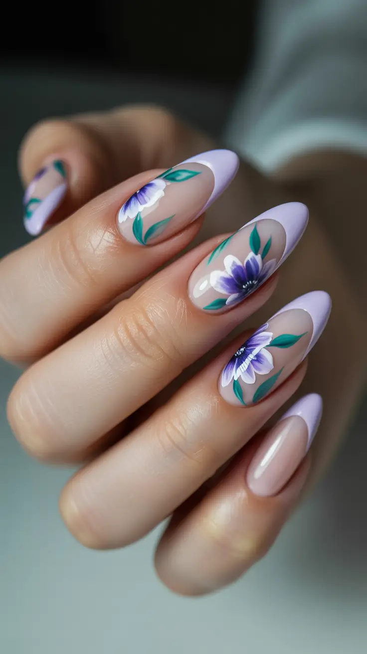 French Spring Nails 2026 + Lilac French Tips With Violet Petal Accents