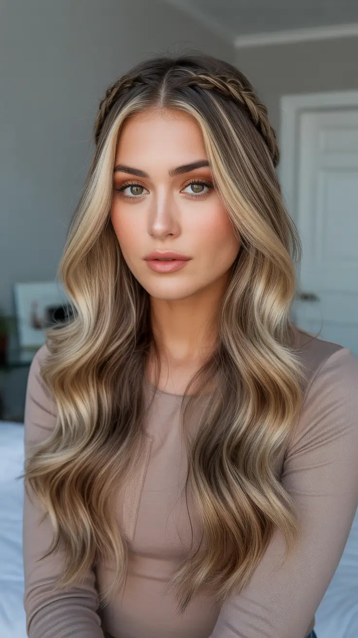 Hairstyles for long hair 2026 + Soft Crown Braid With Long Glam Waves