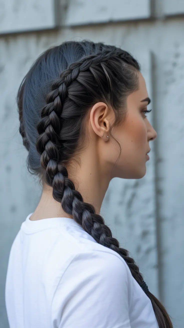 Hairstyles for long hair 2026 Thick Dutch Braid With A Clean Nape Finish