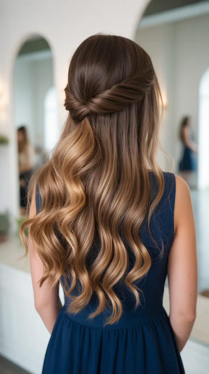 Hairstyles for long hair 2026 Twisted Half-Up Knot With Soft Mermaid Waves