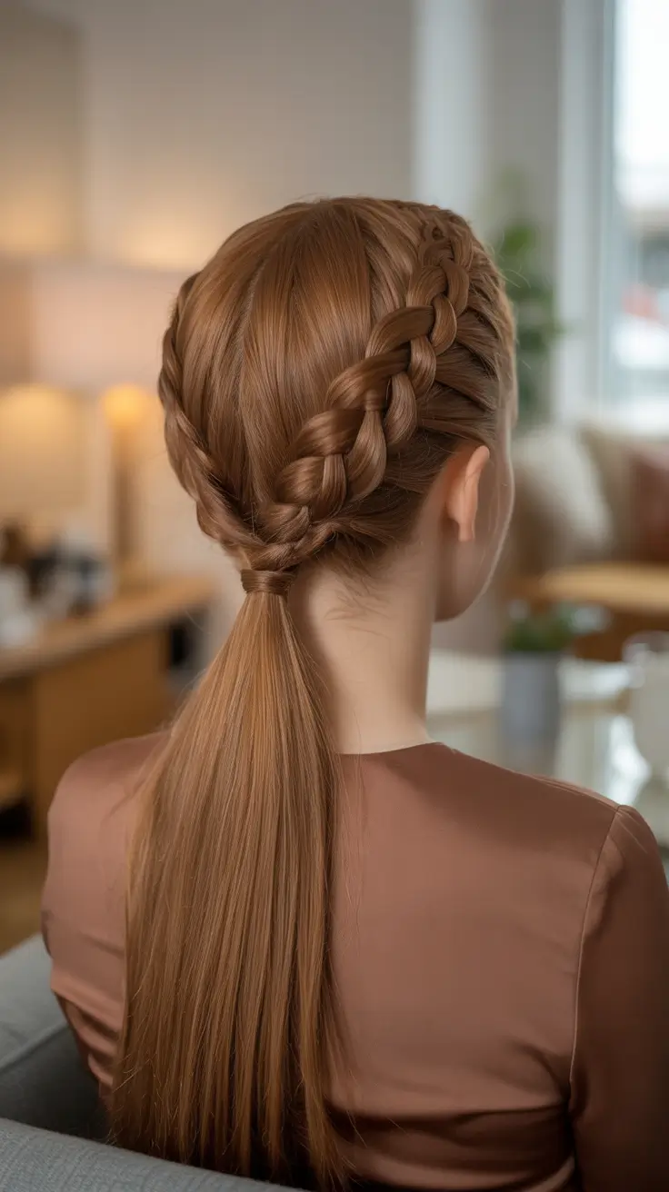 Hairstyles for long hair 2026 + Half Up Crown Braid Into A Low Ponytail