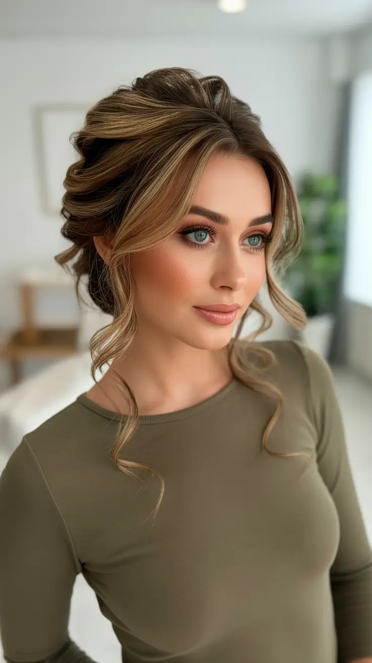 Hairstyles for long hair 2026 + Romantic Textured Updo With Face Framing Curls