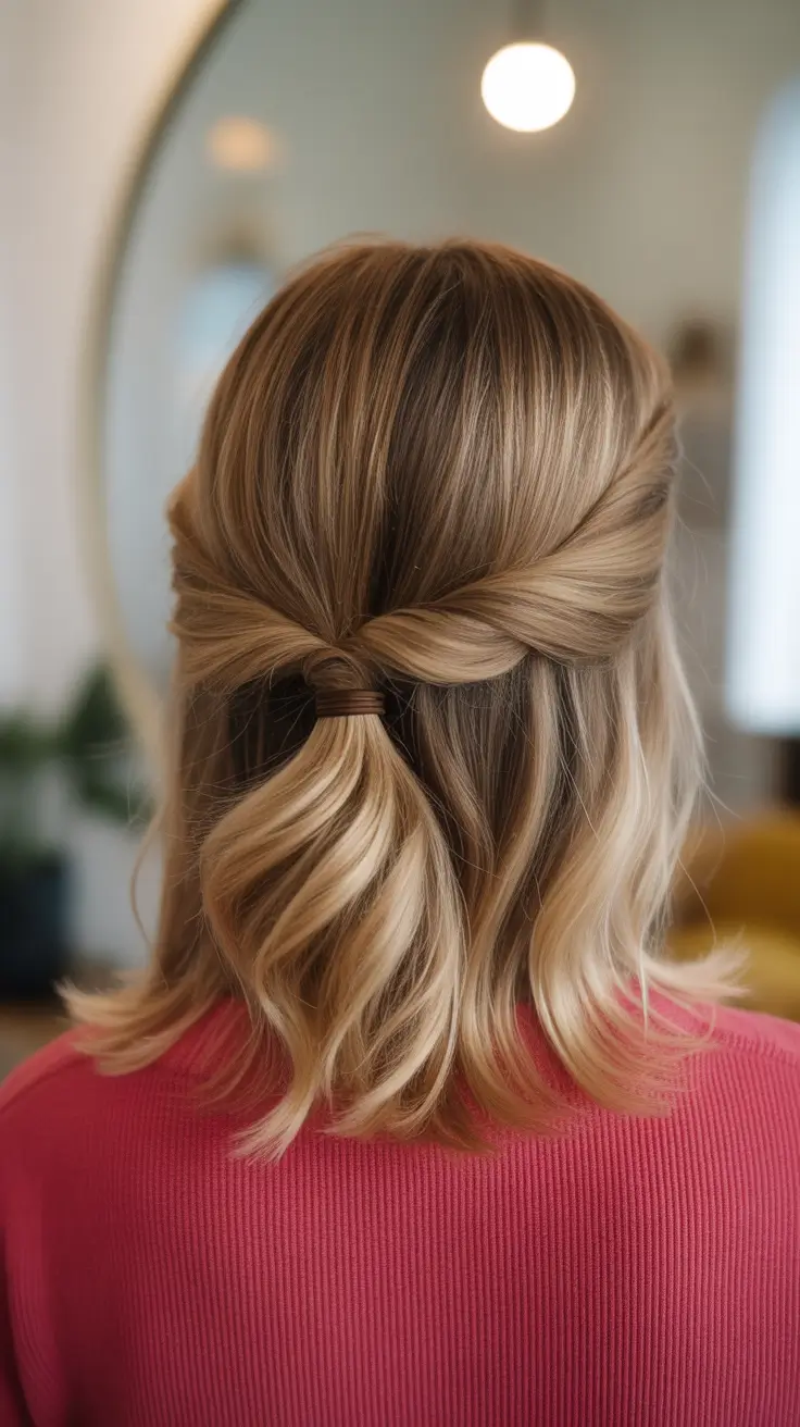 Hairstyles for medium length hair 2026 + Soft Twisted Half-Up With A Lived-In Wave