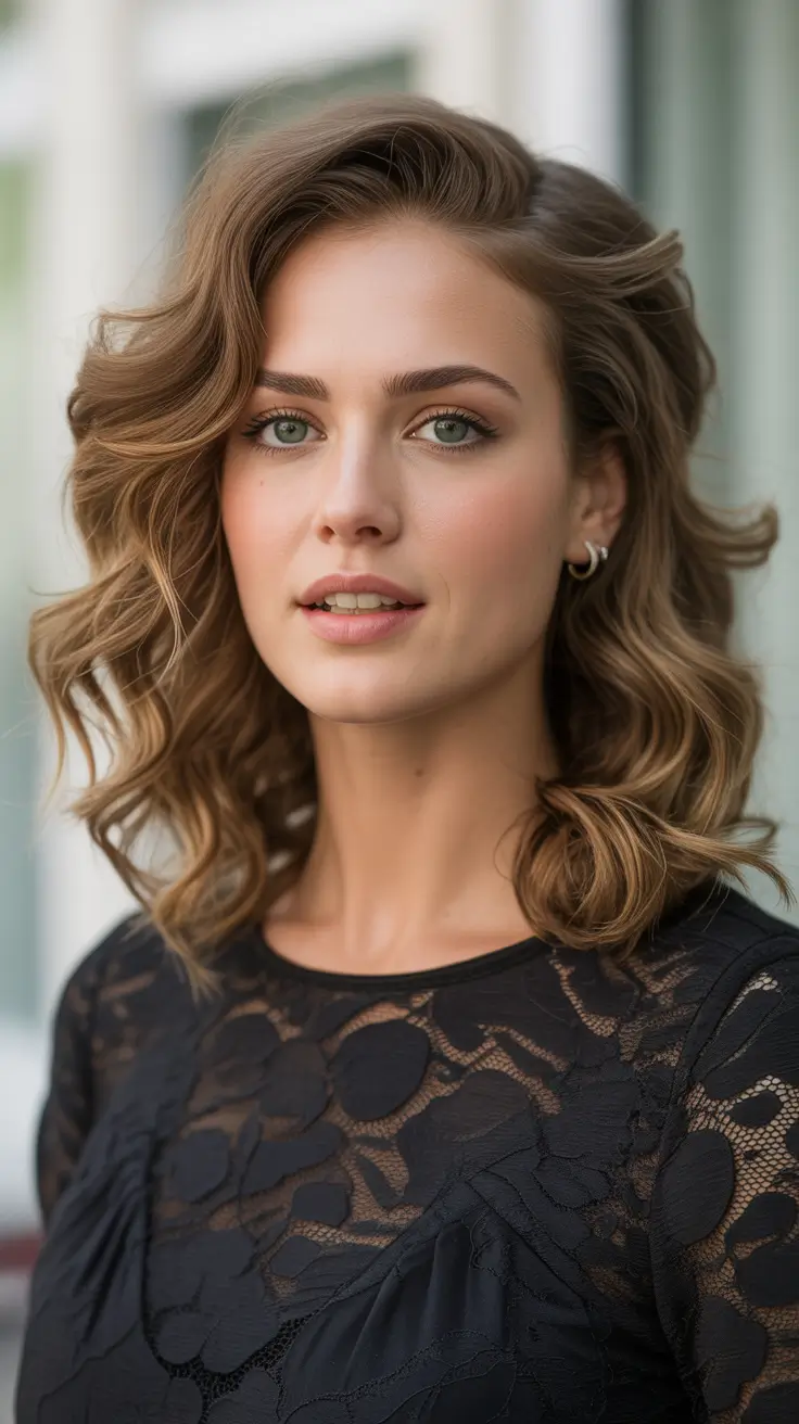 Hairstyles for medium length hair 2026 + Soft Volume Waves For A Romantic Medium-Length Moment