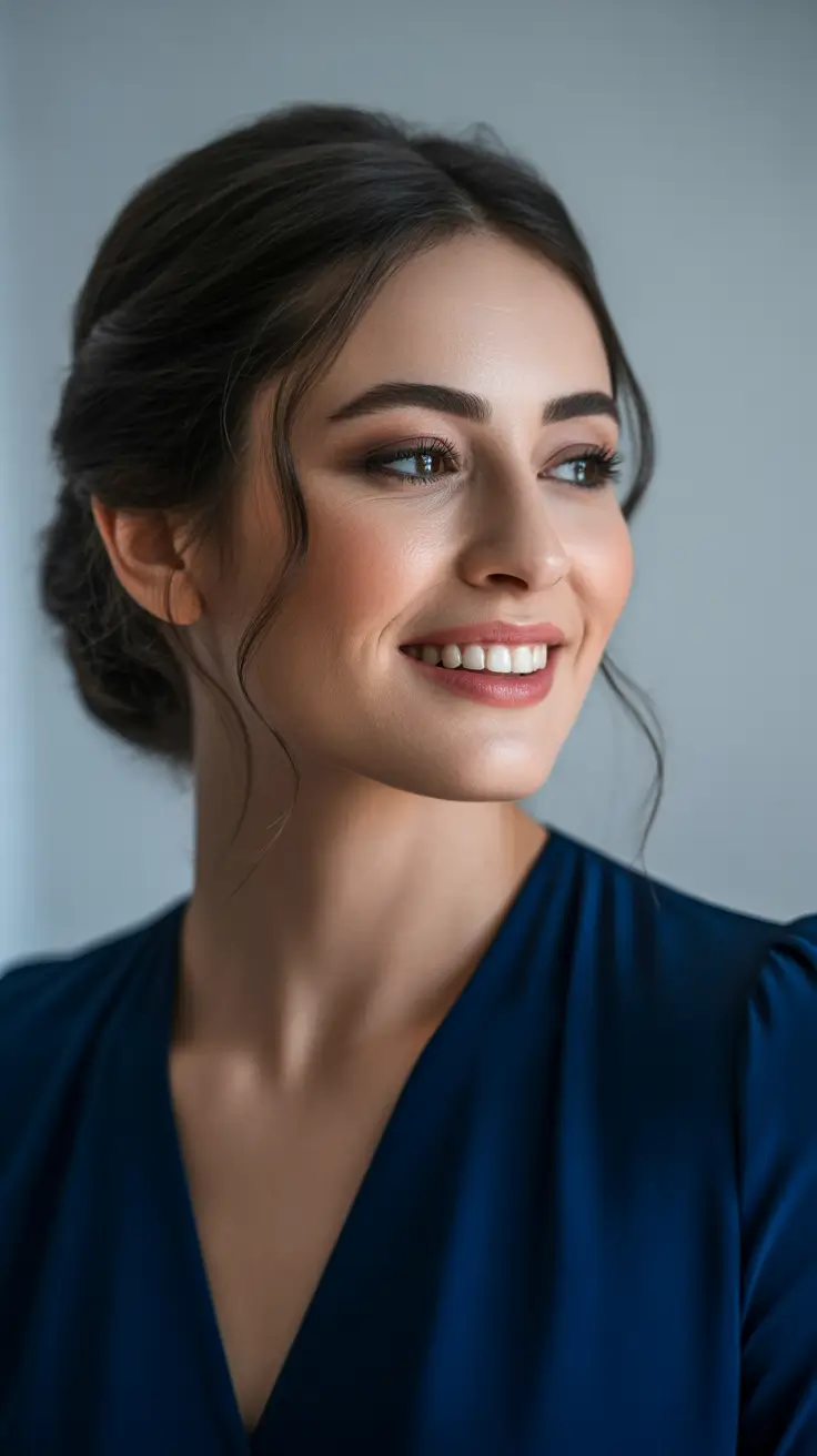 Hairstyles for medium length hair 2026 + Polished Low Bun With Soft Face-Framing Pieces