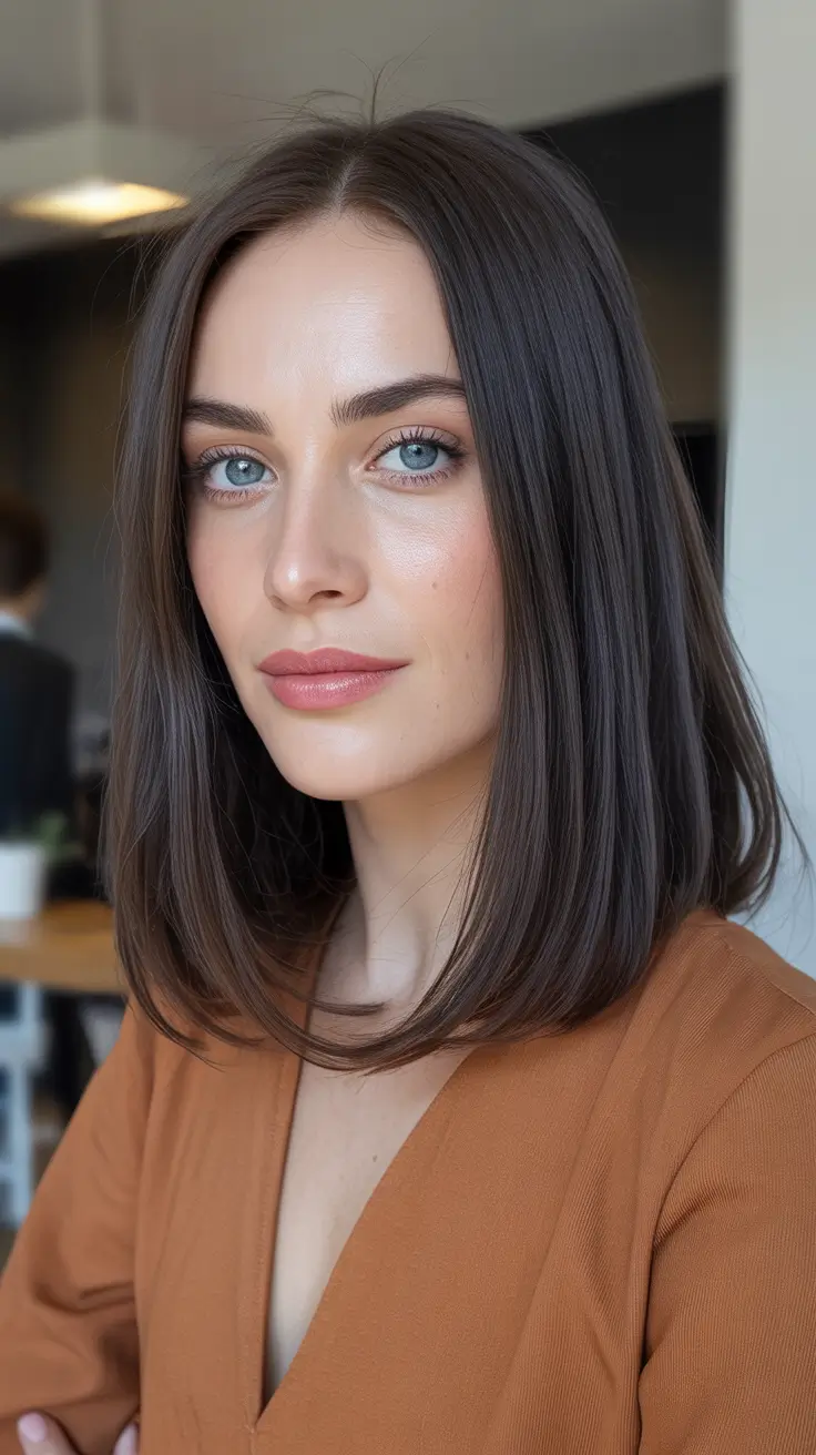 Hairstyles for medium length hair 2026 + Glossy Collarbone Bob That Looks Fresh Every Day