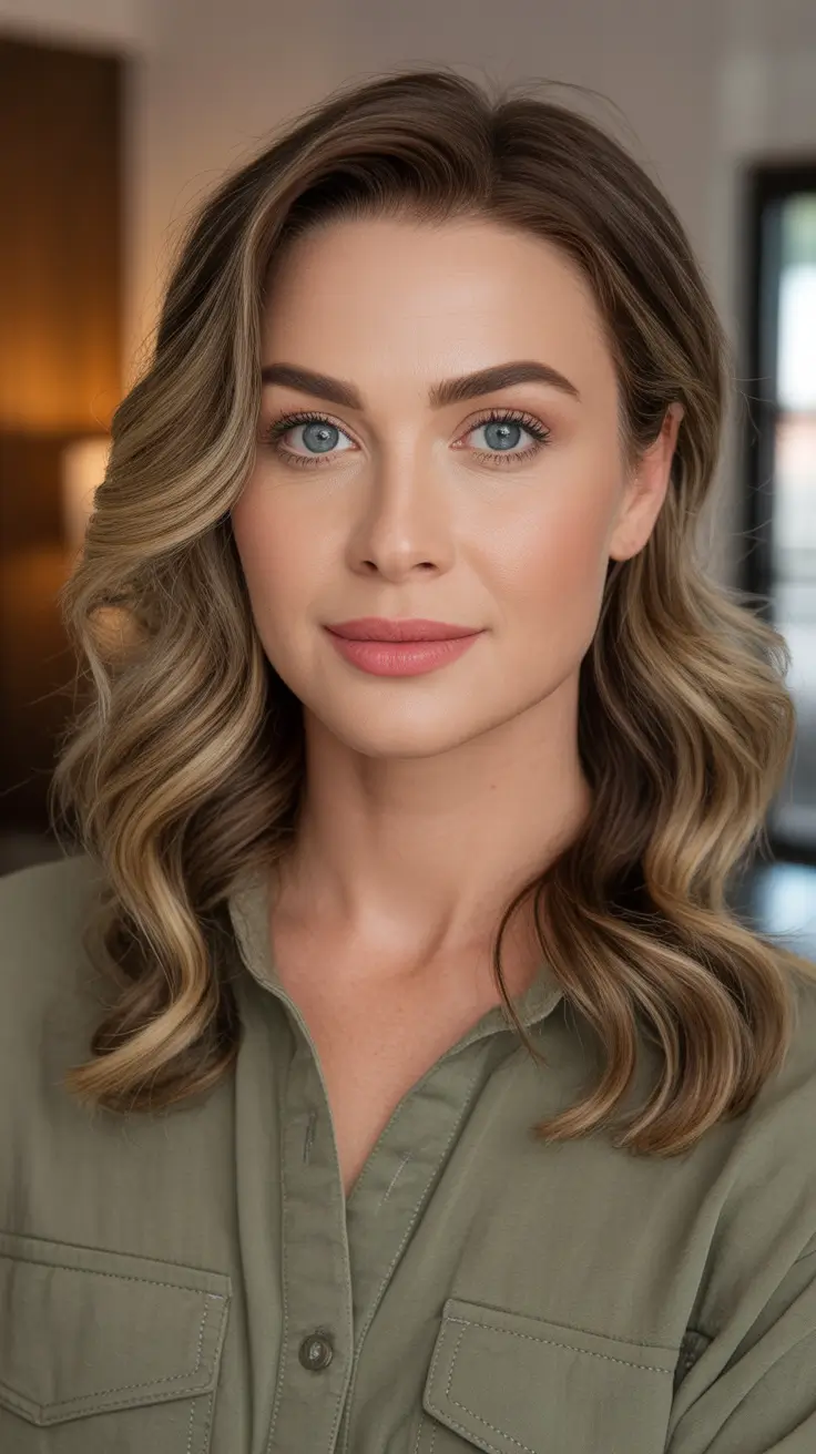 Hairstyles for medium length hair 2026 + Glossy Shoulder-Length Waves With Modern Layers