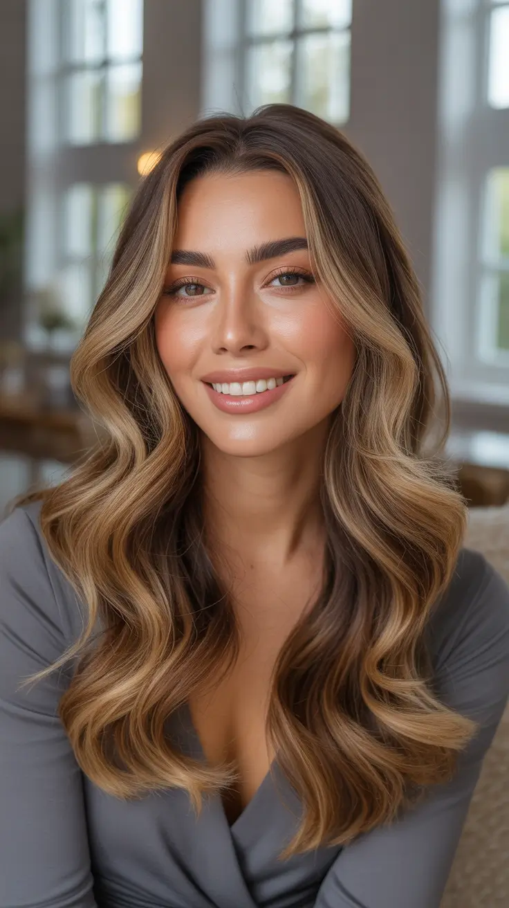 Honey blonde hair color 2026 Golden Honey Balayage With Soft Smoky Root