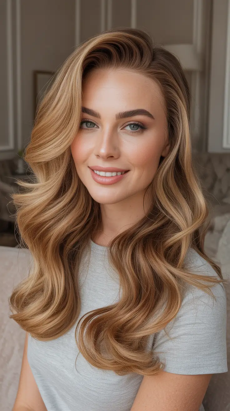 Honey blonde hair color 2026 Caramel Honey Waves With Luxe Volume