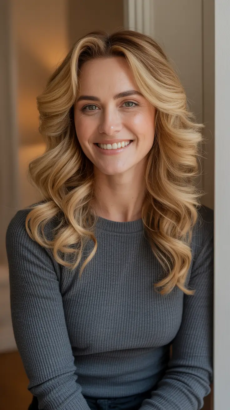 Honey blonde hair color 2026 Classic Honey Blonde Blowout With Soft Volume