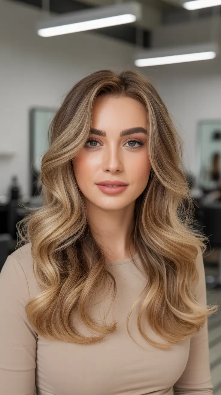 Honey blonde hair color 2026 Beige Honey Dimension With A Clean Middle Part