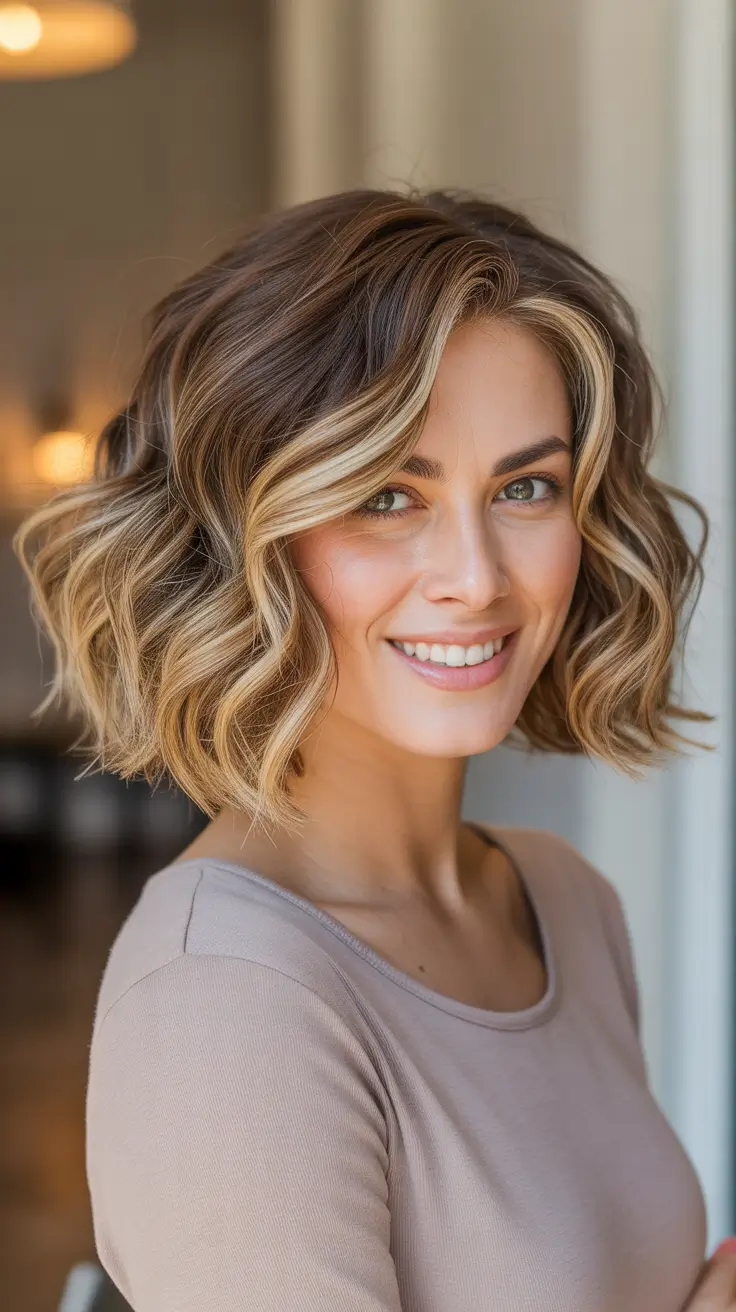 Honey blonde hair color 2026 Chic Wavy Bob With Bold Honey Face Frame