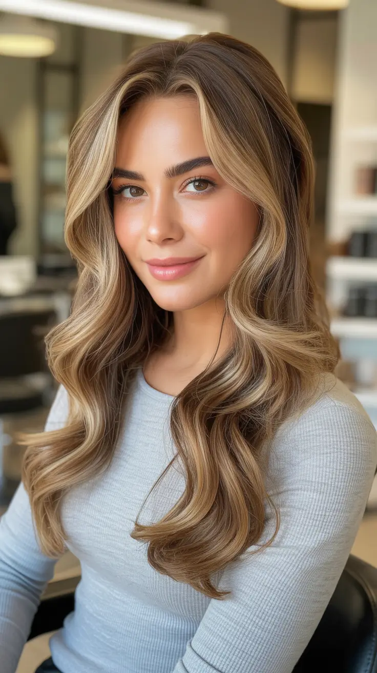 Honey blonde hair color 2026 Honey Highlight Ribbons On Long Glam Waves