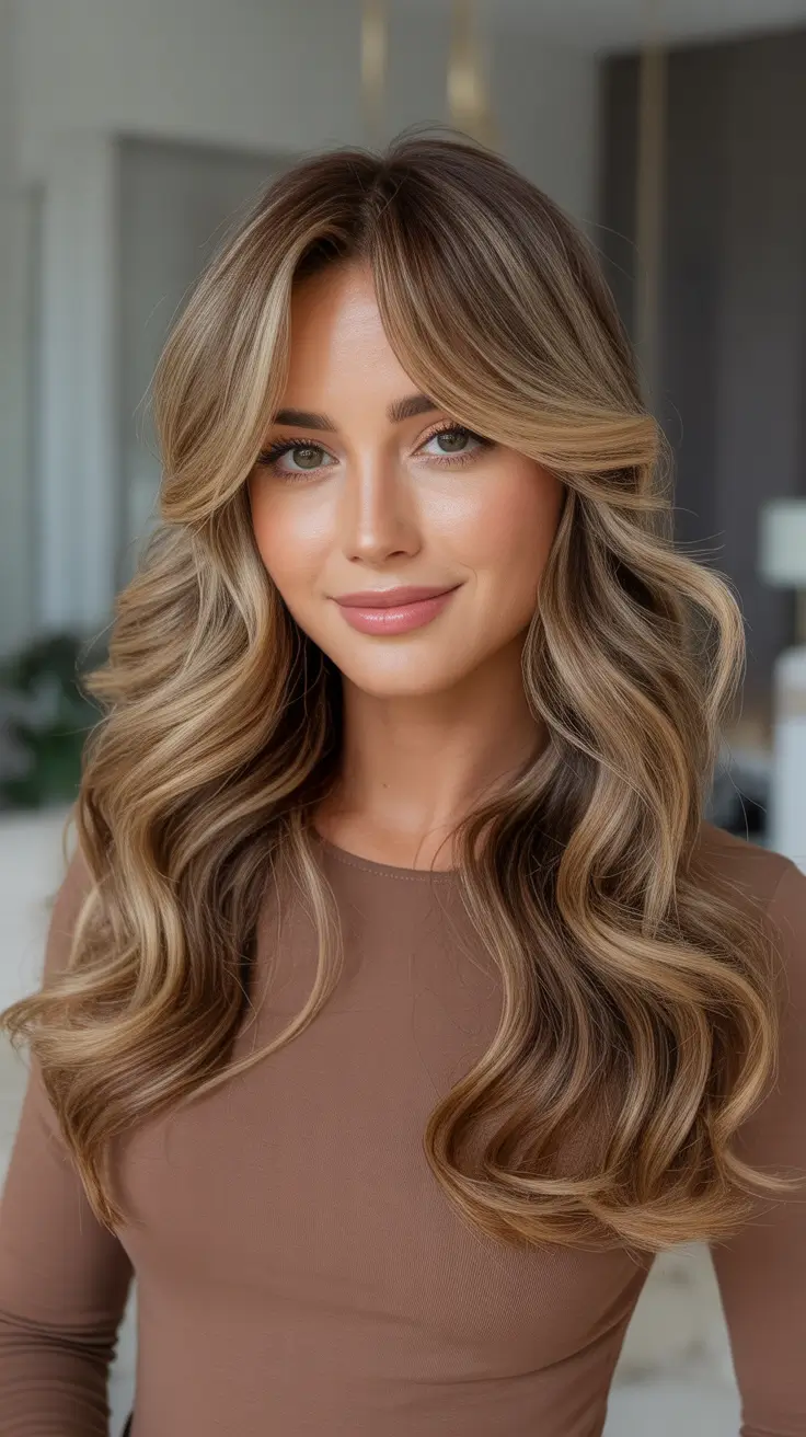 Honey blonde hair color 2026 Caramel Honey Balayage With Smooth Bouncy Layers