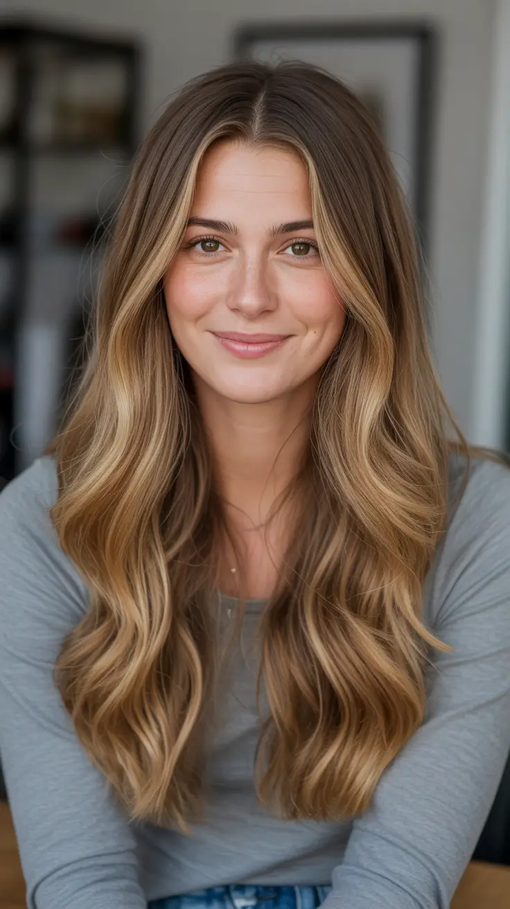 Honey brown hair color 2026 - Soft Honey Brown Waves With Face Framing Glow