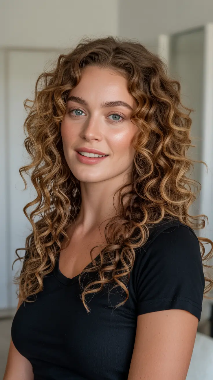 Honey brown hair color 2026 - Springy Honey Brown Curls With Caramel Ribbons