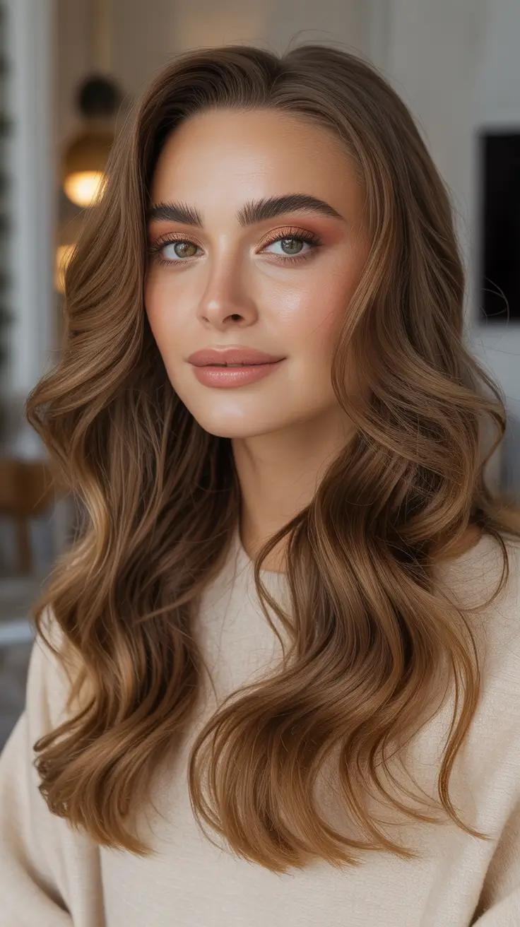 Honey brown hair color 2026 - Soft Light Honey Brown Waves For Early Spring