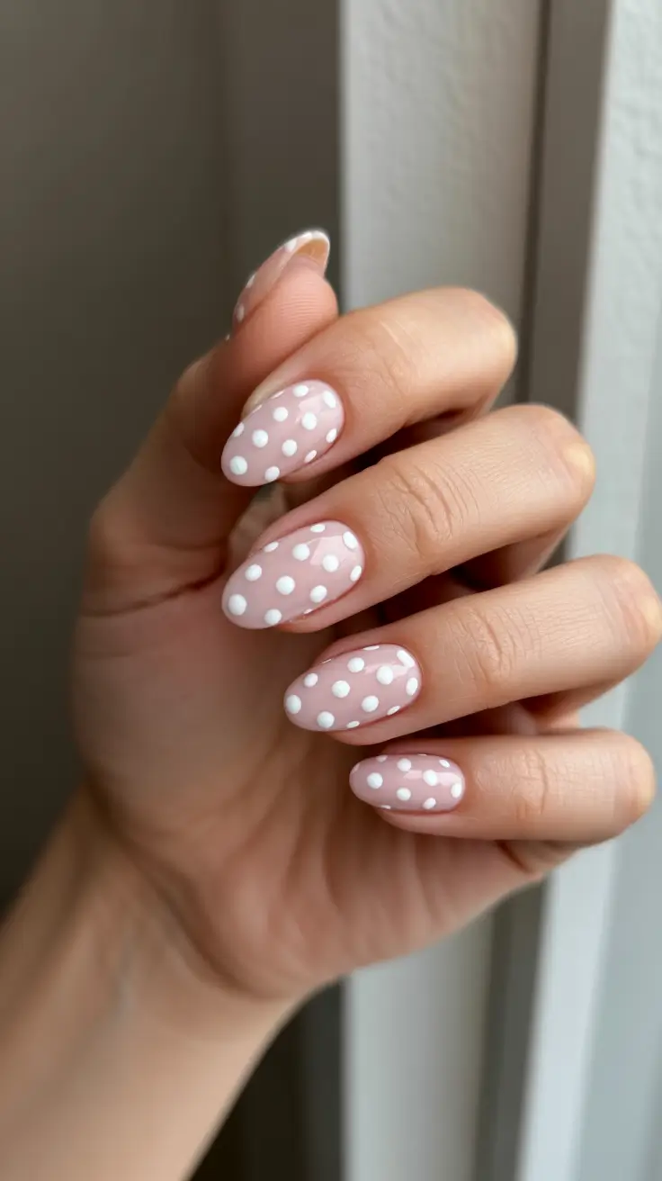 Pink Spring Nails + Sheer Pink Polka Dots For A Sweet Minimal Spring
