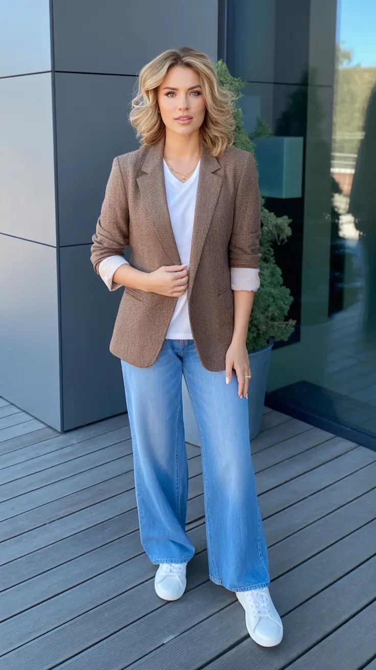 casual spring blazer outfits 2026 Soft Tailoring In Earth Tones For Easy Daytime Chic