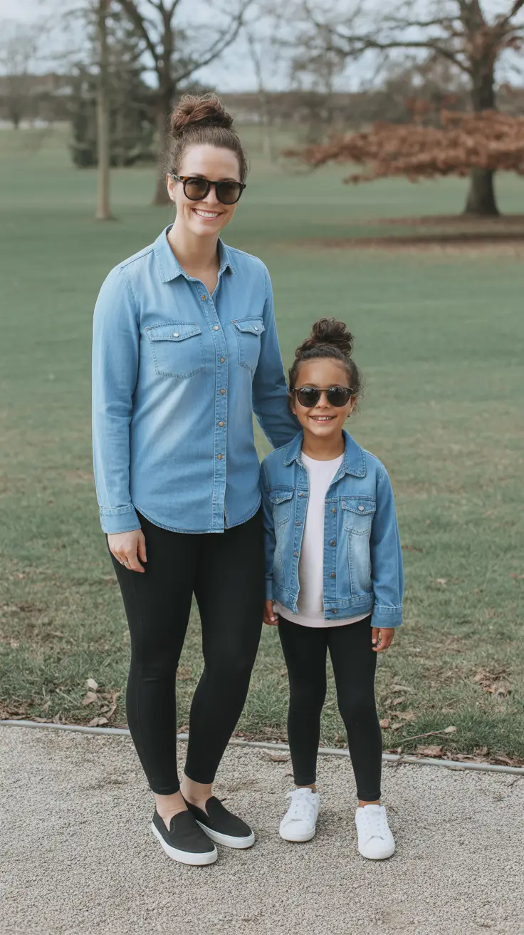 gorgeous spring mom outfits 2026 - Denim On Denim With Leggings Energy