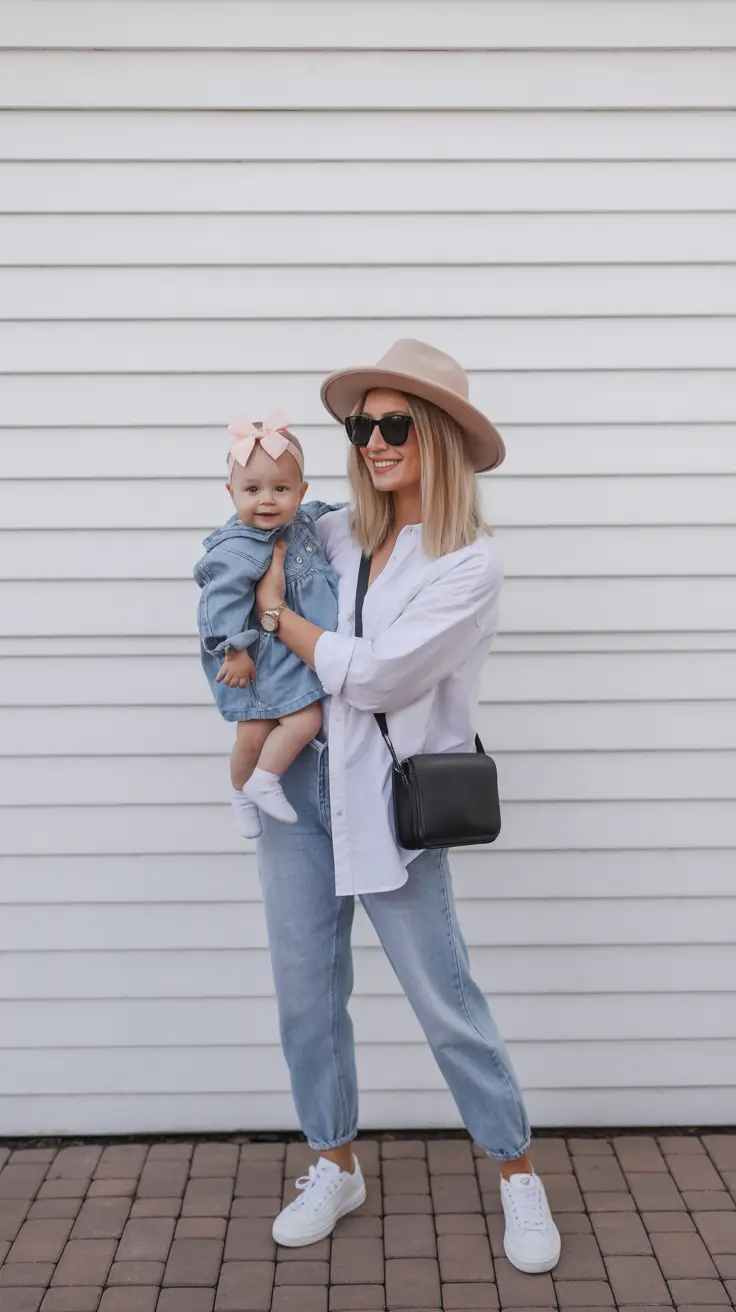 gorgeous spring mom outfits 2026 - Crisp White Shirt And Light Denim For Easy Polished Days