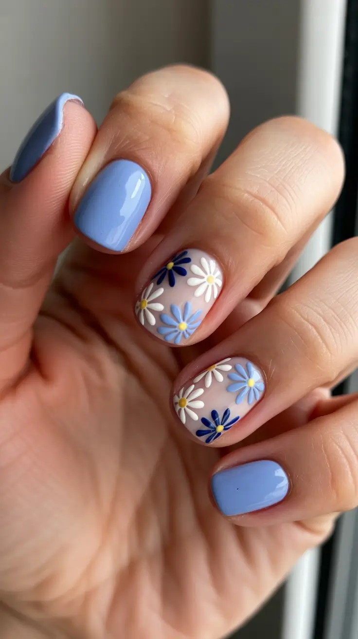 Spring Nails 2026 + Periwinkle Daisies With A Clean Gloss Finish