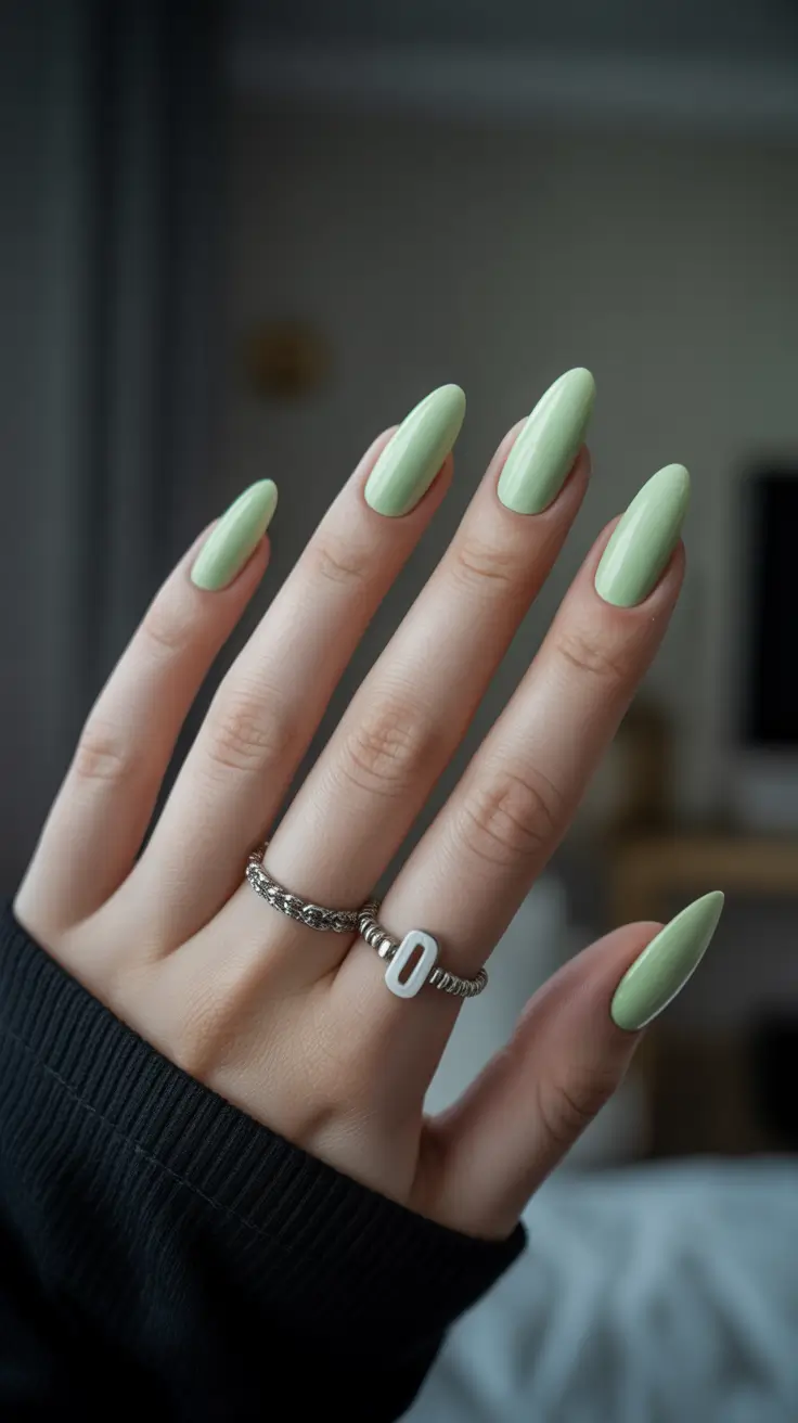 Spring Nails Color 2026 + Pistachio Green Minimalist Almond