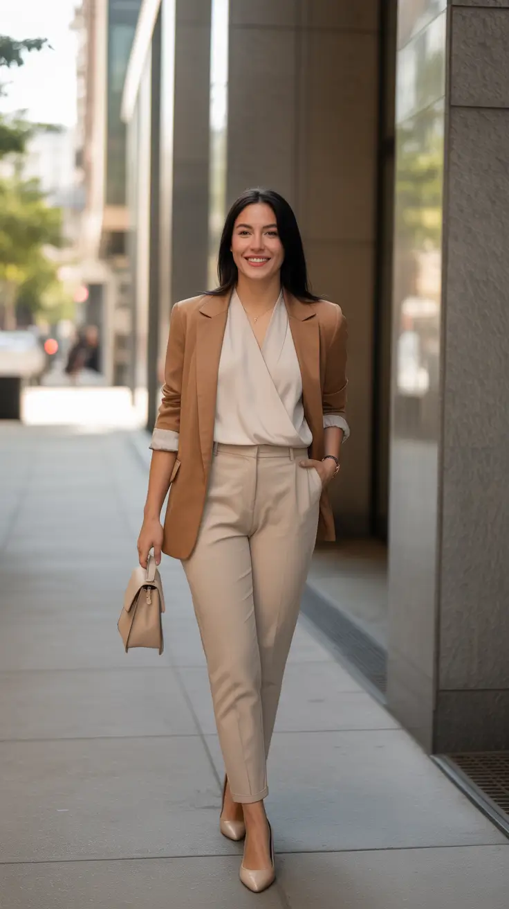 Smart spring office outfits 2026 - Rolled Sleeves And Cream Wrap Ease