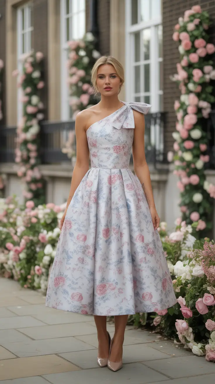 radiant spring wedding outfit 2026 - Pastel Porcelain One Shoulder With A Statement Bow