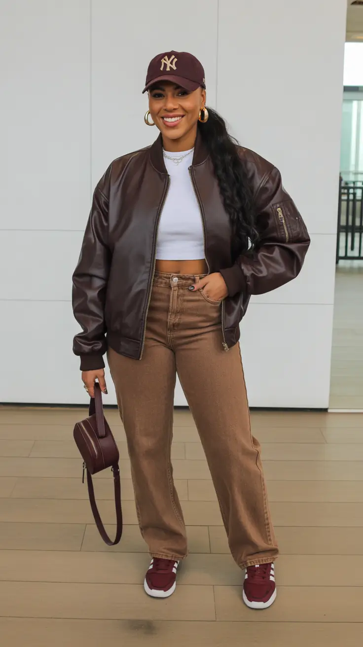 Stylish outfits for Black women 2026 - Airport Cool In Chocolate And Burgundy
