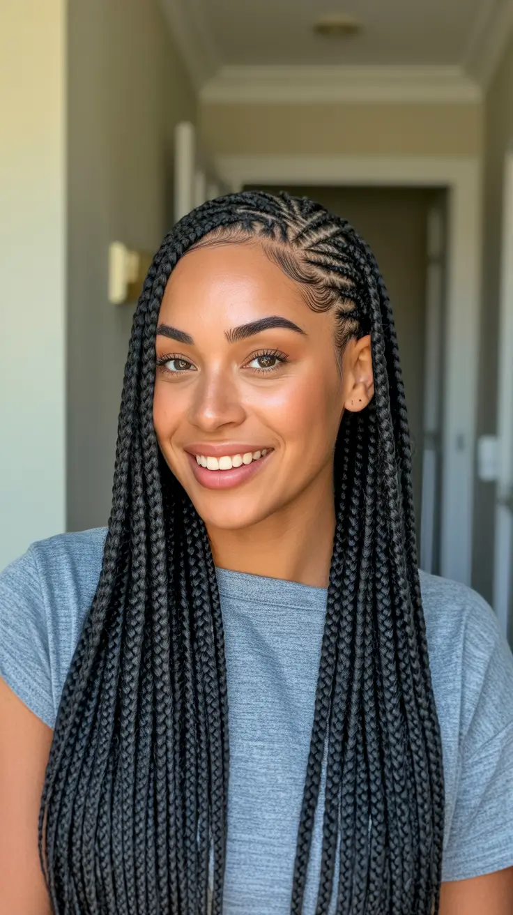 Trendy straight hairstyles 2026 + Sleek Feed-In Braids With Razor-Clean Parts