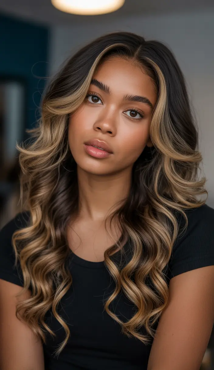 Best hair color for dark skin 2026 + Golden Money Piece Highlights For A Lit-From-Within Look