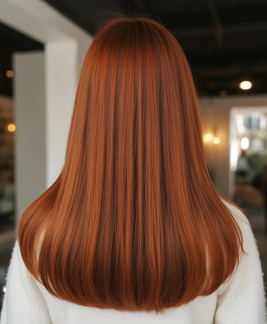 Best hair color for light skin 2026 + Glossy Copper Curtain In A Clean One-Length Cut