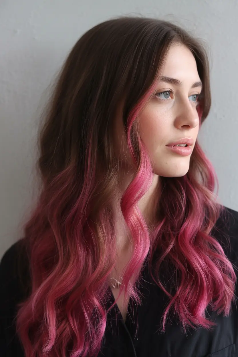Best hair color for light skin 2026 + Cherry-Cola Brunette With Hidden Fuchsia Waves