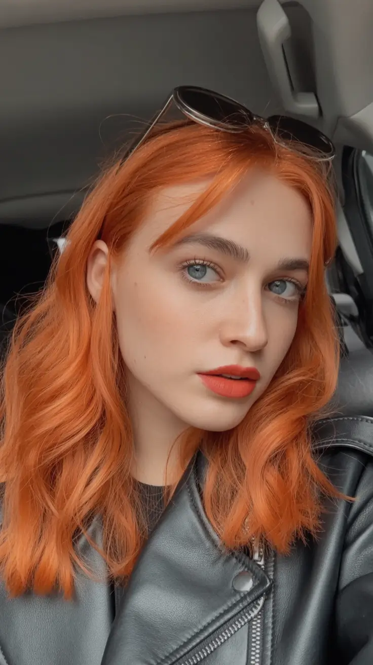 Best hair color for light skin 2026 + Tangerine Copper Bob With Cool-Girl Texture